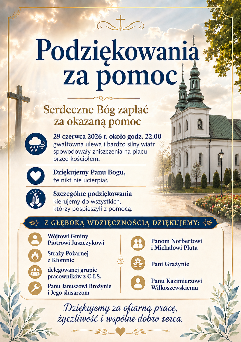 Podziękowania - zniszczenia po burzy